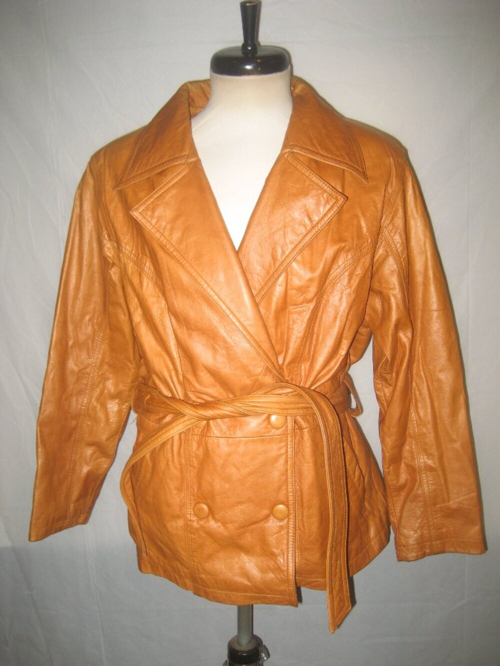 Womens Adventure Bound Wilsons Butterscotch Leather Belted Vintage Jacket Medium